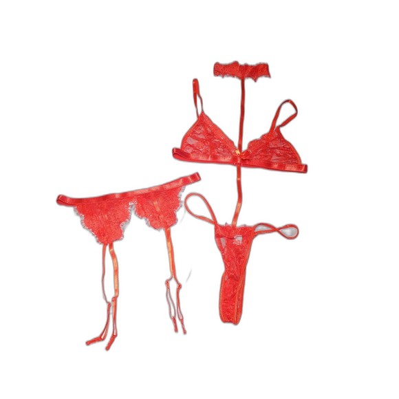 3 piece red lace lingerie set - Picture 5 of 5